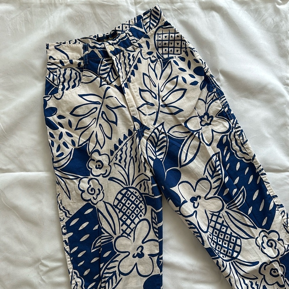 Vintage Blue and White Linen Trousers